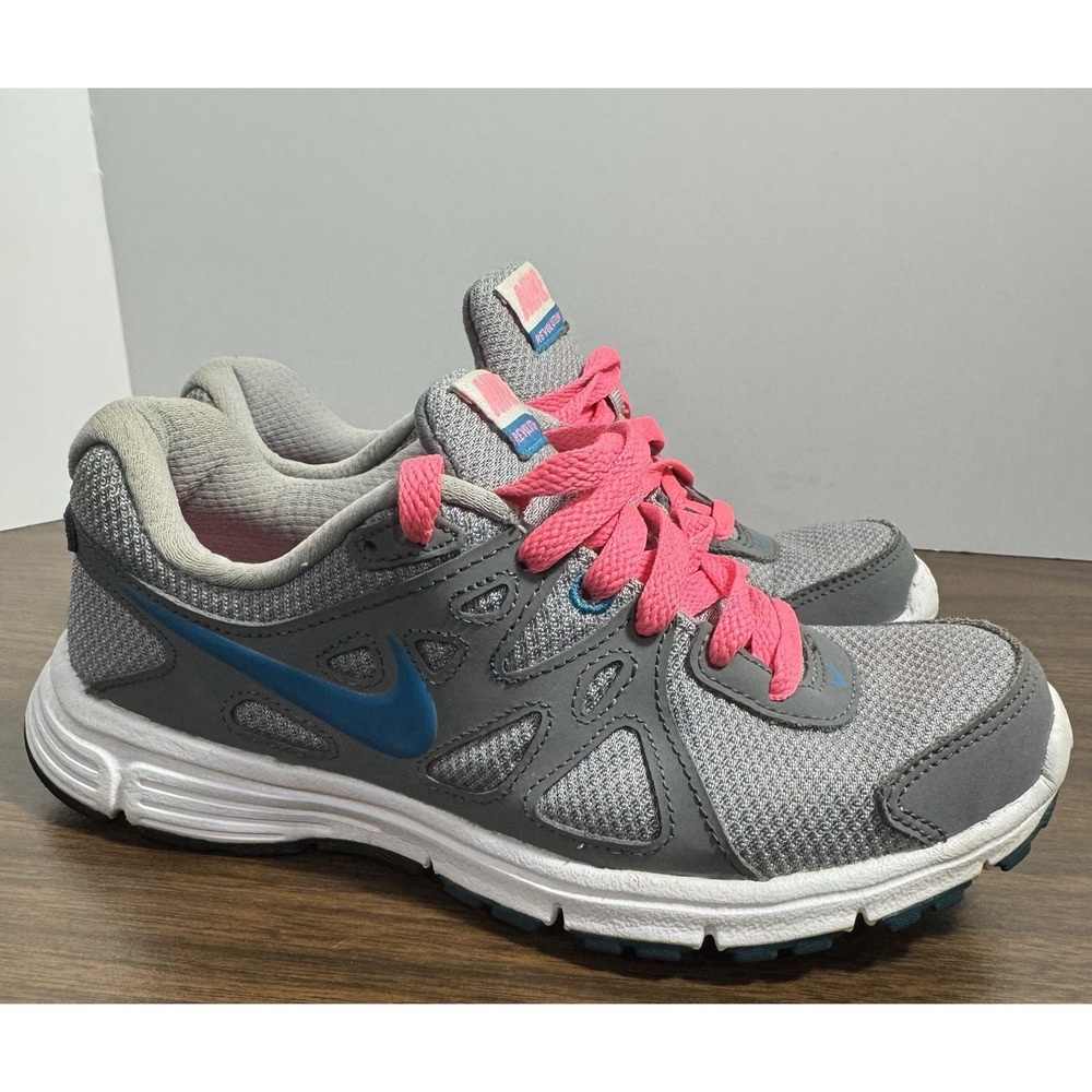 Nike Womens Running Shoes Size 6 Gray Blue Pink Athletic Sneaker 554902-006 - Picture 3 of 9